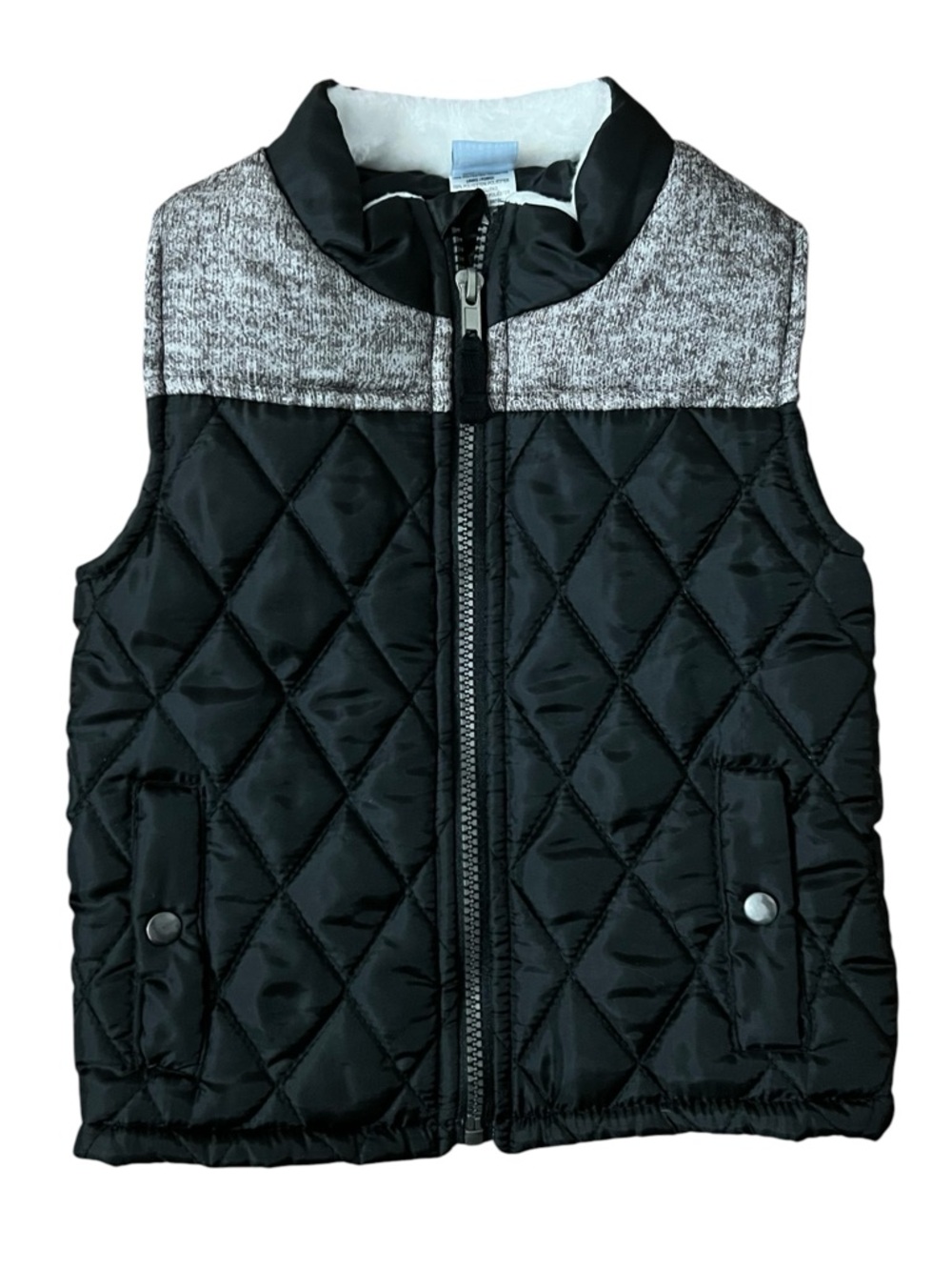 Toddler Boys Quilted Puffer Vest Sherpa Collar Zip Up Outerwear Jacket Black 3T